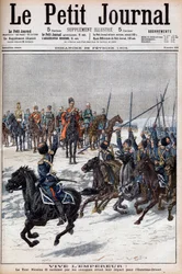 Russisch-Japanischer Krieg 1904-1905 - Kosaken bejubeln Zar Nikolaus II. vor der Abreise in den Fernen Osten, um gegen die Japaner zu kämpfen, in „Le Petit Journal“, 28. Februar 1904 (Gravur)