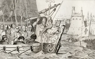 Saint Louis IX führt seine Truppen in die Schlacht, aus 