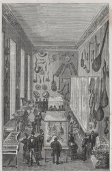 Saal des Museums des Nationalen Musikkonservatoriums von Paris - Stich in „Wissenschaften für jedermann - populäre Physik und Chemie“ von Alexis Clerc - Ende des 19. Jahrhunderts - Privatsammlung