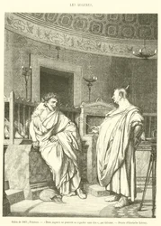 Salon von 1861, Malerei, Zwei Auguren können sich nicht ansehen, ohne zu lachen (Stich)