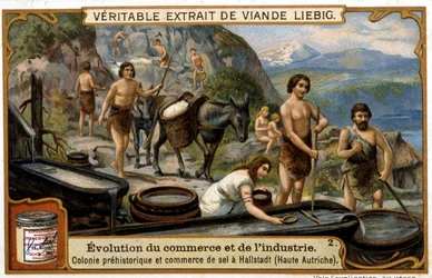 Salzhandel in Oberösterreich in prähistorischer Zeit in Hallstatt - Chromo. Liebig