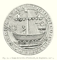 Siegel der Stadt Yarmouth, England, 13. Jahrhundert (Gravur)