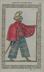 Schotte in Tracht, aus Costumes du Monde, veröffentlicht in Antwerpen, 1572