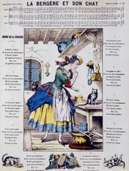 Notenblatt für Volkslied: la bergère et son chat - Bild von Epinal