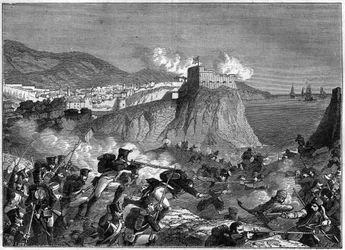 Belagerung von Ragusa (Republik Ragusa) (Ragusa auf Kroatisch Dubrovnik) während der Napoleonischen Kriege im Mai und Juni 1806 (Dalmatien-Kampagne von General Molitor und Lauriston) - in „Histoire de l