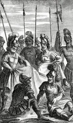 Soldaten werfen Lose um die Kleidung von Jesus Christus (Kupferstich)