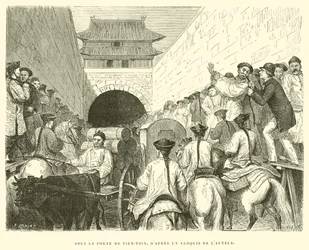 Unter dem Tor von Tien-Tsin, nach einer Skizze des Autors