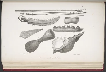 Speere und Utensilien der Insel Radak, aus 