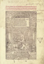 St. Hieronymus in seinem Studiolo, Titelseite einer Bibel, gedruckt von J. Marion, Lyon, 1521