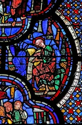 St. Johannes Fenster: Auf Patmos schreibt er die Apokalypse