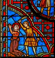 Geschichte der Heiligen Margareta: Sie wird geschlagen, weil sie Olibrius