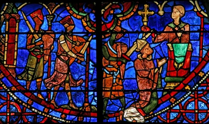 Der heilige Thomas Becket betet, bevor er von 3 Rittern ermordet wird (w18)