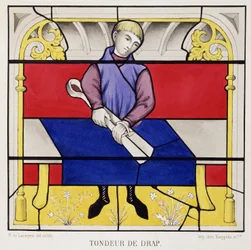 Buntglasfenster mit einem Blatt Papier, Kirche Unserer Lieben Frau von Semur
