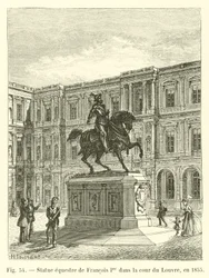 Reiterstatue von Franz I. im Hof des Louvre, 1855