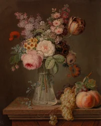 Stillleben mit Blumen in einer Glasvase