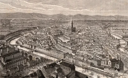 Straßburg - Bas-Rhin, im Elsass - Gravur in 