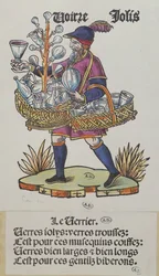 Straßenhändler, der Glaswaren verkauft, aus Cris de Paris, ca. 1515