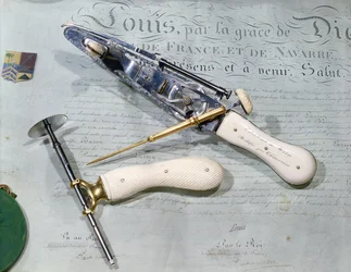 Chirurgische Instrumente, die zur Amputation zur Zeit von Baron Dominique Jean Larrey (1766-1842) verwendet wurden