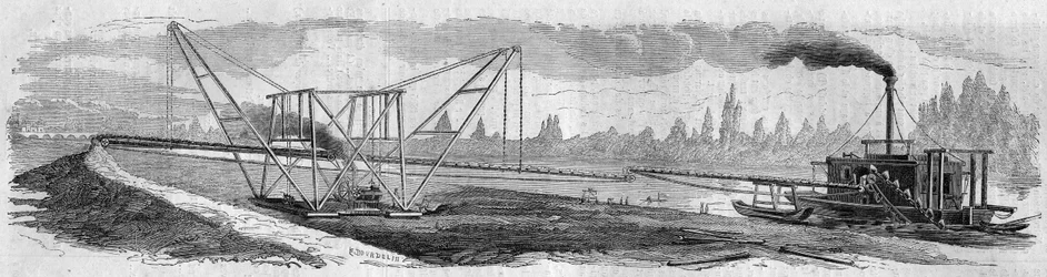 Test eines Baggers für den Bau des Suezkanals. Frankreich