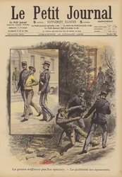 Die Apachen fürchten das Gefängnis nicht. Die Guillotine erschreckt sie (Farblithografie)