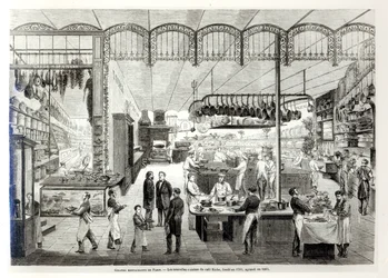 Die neuen Küchen des Café Riche, 1866