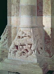 Der Tod des Lazarus und der reiche Mann, von einem Kapitell im Kirchenschiff, ca. 1150