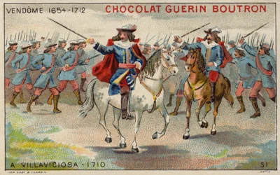 Der Herzog von Vendome in der Schlacht von Villaviciosa (Chromolithografie)