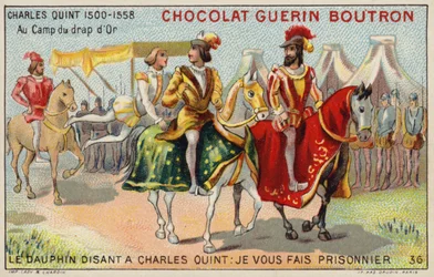 Der Kaiser Karl V. auf dem Feld des Goldenen Tuchs (Chromolithografie)