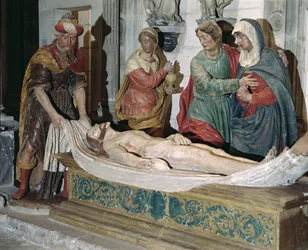 Die Grablegung (polychromes Holz)