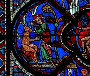 Das Fenster des barmherzigen Samariters: Gott erschafft Adam