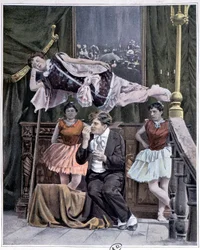 Der Illusionist und sein Levitationstrick, späte 19. Jahrhundert