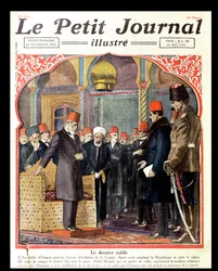 Der letzte Kalif, Abdul Majid II. (1868-1944) vom Thron gestürzt durch die Versammlung von Ankara, aus Le Petit Journal, 1924