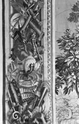 Die Jahreszeiten, Bordüre, Musikinstrumente, ca. 1670, Gobelins-Manufaktur (Detail)