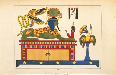 Die Sphinx, Illustration aus Pantheon égyptien: Sammlung mythologischer Figuren des alten Ägypten, von Jean-Francois Champollion, veröffentlicht ca. 1986