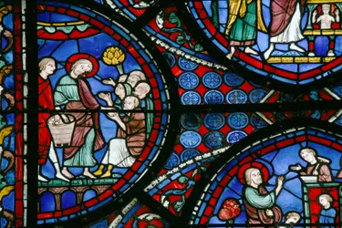 Das St. Thomas Fenster: Brotverteilung an die Armen