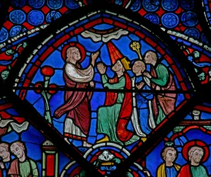 Das St. Thomas Fenster: Predigt das Evangelium einem König