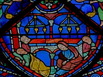 Das St. Thomas Fenster: Die Kranken an seinem Grab
