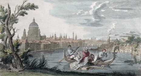 Der Triumph des modernen Geschmacks, gewidmet Signora Faustina Bordoni, graviert von Venerys, ca. 1727