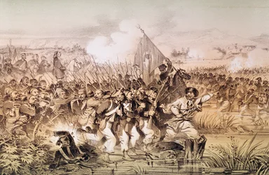 Die türkische Armee unter dem Kommando von Omar Pascha überquert den Ingour, 6. September 1855