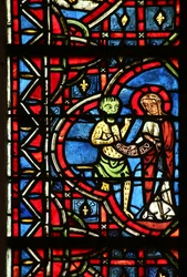 Die Jungfrau Maria holt den Pakt von Theophilus vom Teufel zurück