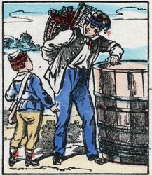 Der Winzer. Gravur in „La chanson des métiers“. Epinal-Bild, Ende des 19. Jahrhunderts. Private Sammlung.