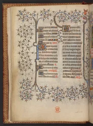 Das erste Blatt der Stunden des Kreuzes, Stundenbuch, Add MS 32454 f.8v, Frankreich
