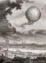 Der erste ungebundene Ballonflug von Jean-François Pilâtre de Rozier und dem Marquis d