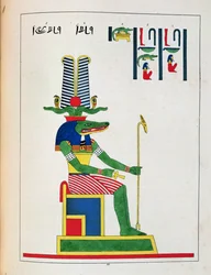Der Gott Sovk, Illustration aus Pantheon égyptien: Sammlung mythologischer Figuren des alten Ägypten, von Jean-Francois Champollion, veröffentlicht ca. 1986