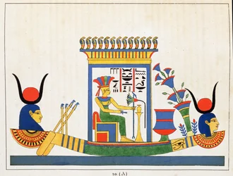 Die Göttin Anuket, Illustration aus Pantheon égyptien: Sammlung mythologischer Figuren des alten Ägypten, von Jean-Francois Champollion, veröffentlicht ca. 1986