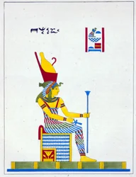 Die Göttin Neith, Illustration aus Pantheon égyptien: Sammlung mythologischer Figuren des alten Ägypten, von Jean-Francois Champollion, veröffentlicht ca. 1986