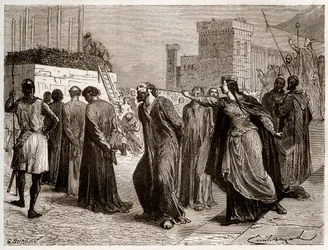 Die Häresie von Orléans im Jahr 1022 - Der Fall der Häretiker von Orléans: Kanoniker wurden 1022 in Orléans zur Verbrennung auf dem Scheiterhaufen verurteilt. (Erste Verbrennung auf dem Scheiterhaufen in der Geschichte des Kampfes gegen die Häresie im