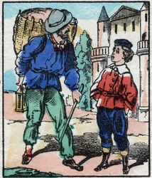 Der Lumpensammler. Gravur in „La chanson des metier“. Epinal-Bild, Ende des 19. Jahrhunderts. Private Sammlung