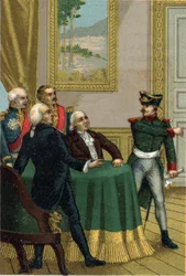 Die Restauration von 1815: Joseph Fouche, Polizeiminister von Napoleon I., ließ einen preußischen Offizier in den Raum einführen, in dem die Kommission der Provisorischen Regierung unter der Leitung von König Ludwig XVIII. am 7. Juli 1815 tagte