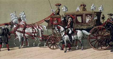 Der königliche Hochzeitszug bei der Hochzeit von König Alfons XII. von Spanien (1857-1885) und Marie Christine von Teschen (1858-1929) im Jahr 1879 (Gemälde)